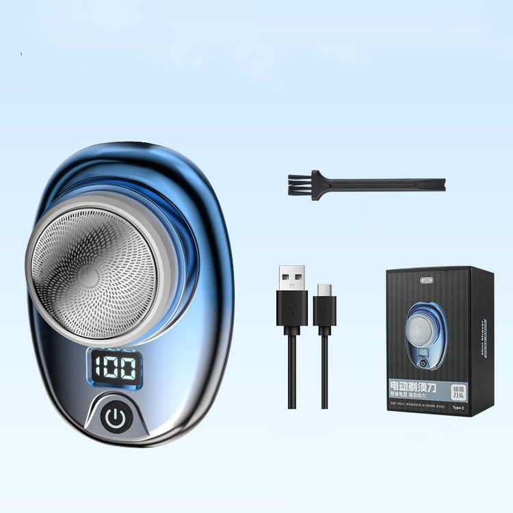 a blue and silver device with a black box and wires