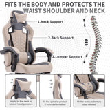 Ergonomic Gaming Chair with Massage, Footrest and Lumbar Support