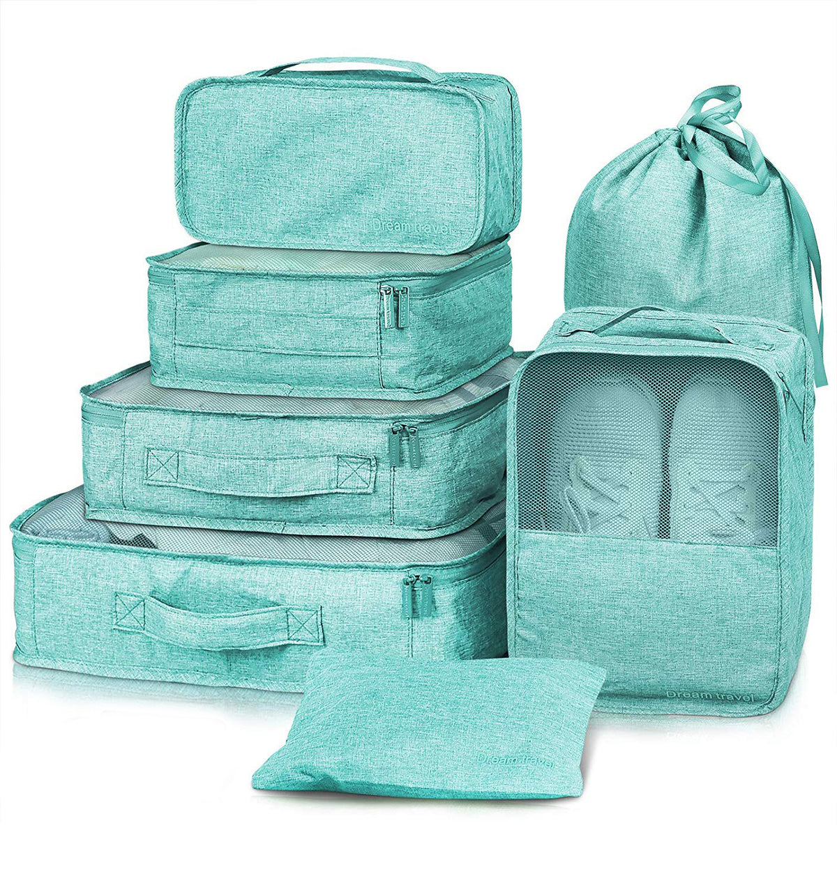 a group of luggage bags