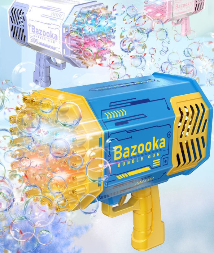 a blue and yellow bubble gun