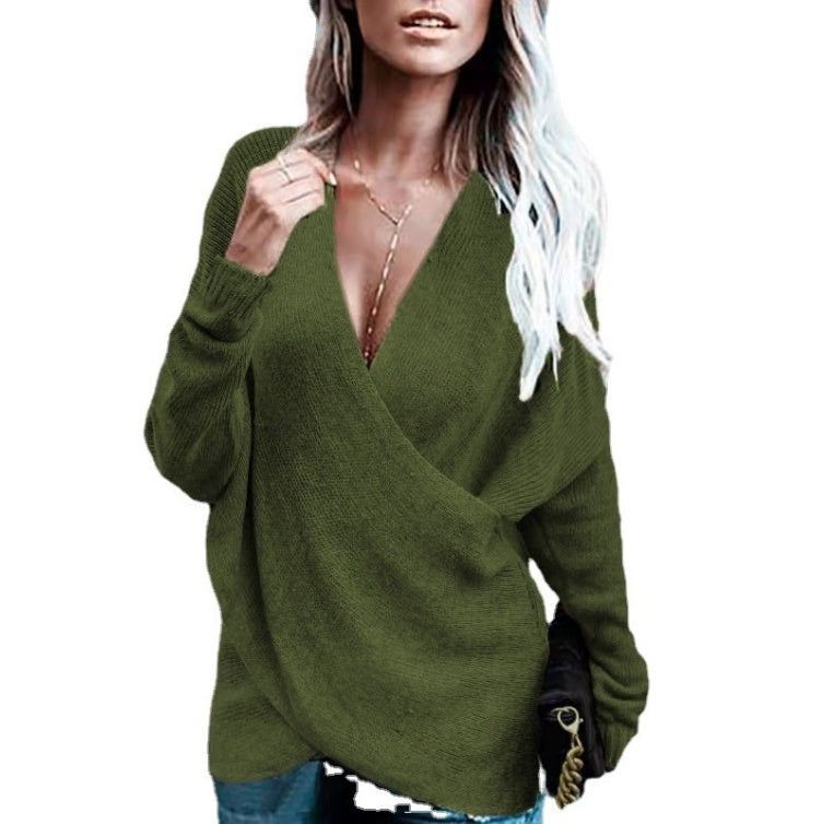 Cross Loose Outer Wear Women's Knitted Sweater
