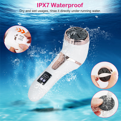 17Pcs Electric Foot Callus Remover With Vacuum Foot Grinder Rechargeable Foot File Dead Skin Pedicure Machine With 3 Grinding Heads 2 Speeds Foot Care Tool
