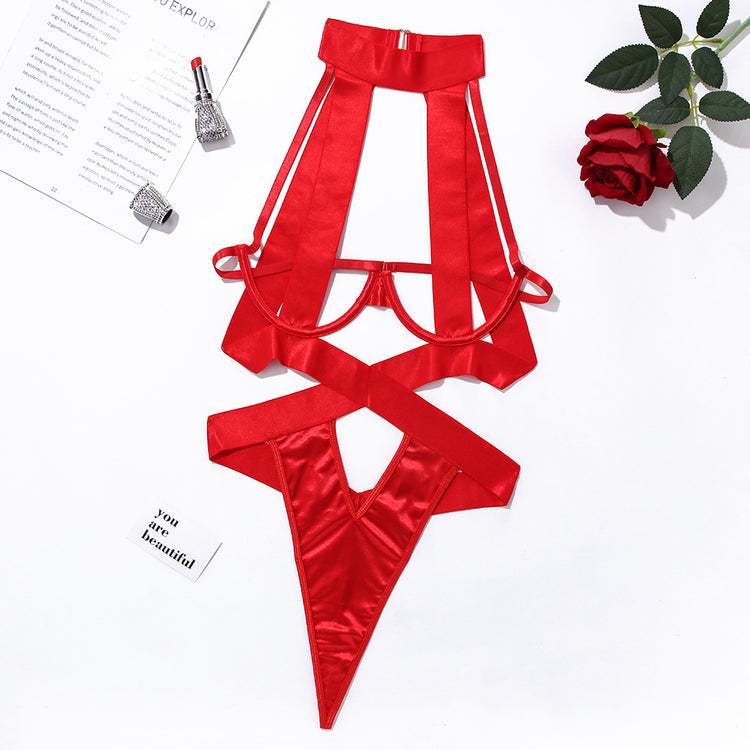 a red lingerie and a rose