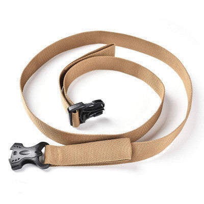 a tan belt with black buckle