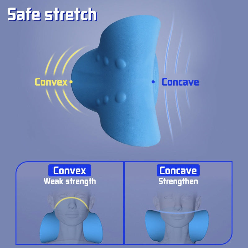 a blue stretch device with text