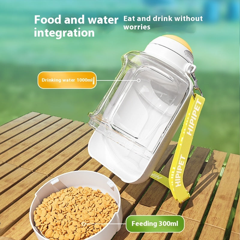 a water bottle and bowl of cereal on a table