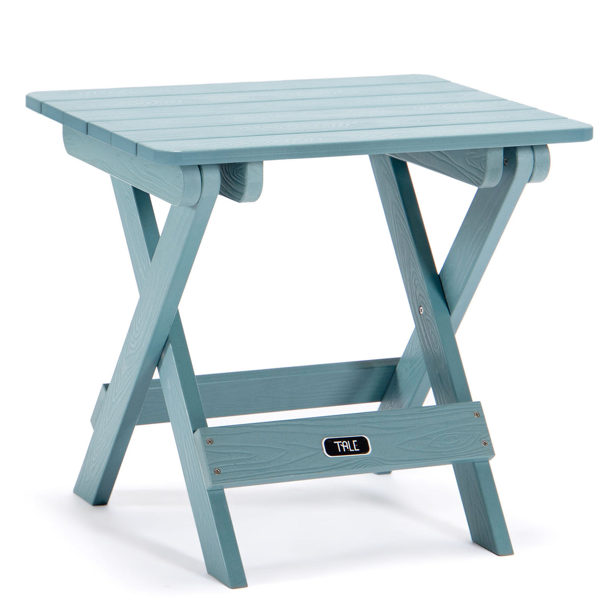 a small blue table with a white background