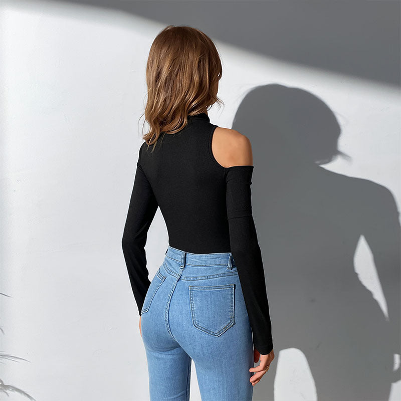 a woman in a black shirt