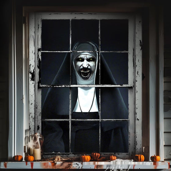 Halloween Witch and Zombie Window Decoration Banner