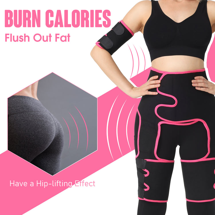 a woman wearing a black and pink bodysuit
