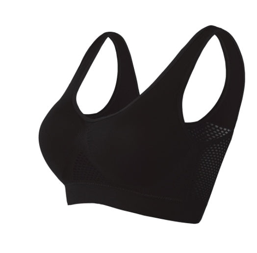 a black sports garment with a mesh design