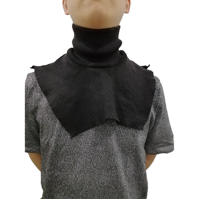 a person with a black scarf around neck