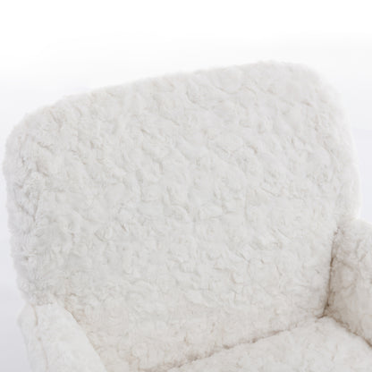 A&A Furniture Rabbit Hair Office Chair With Golden Base, Adjustable