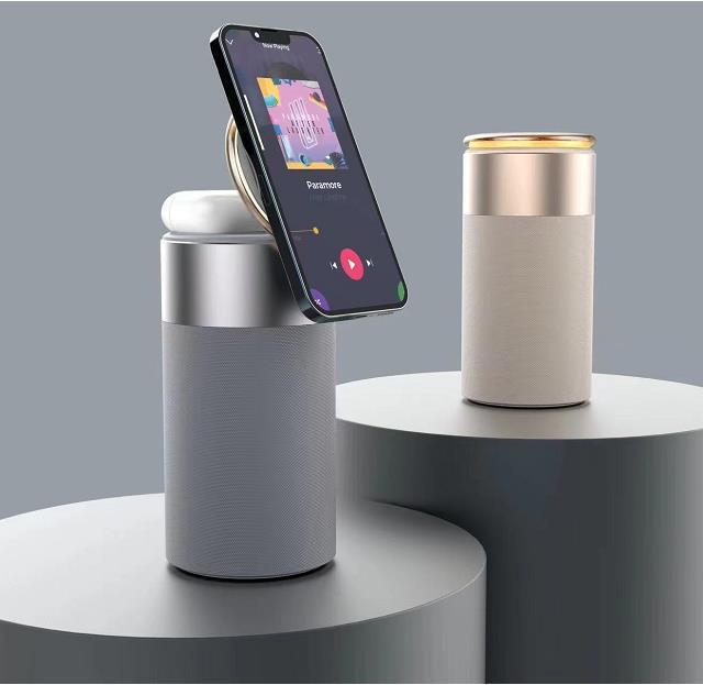 a smart speaker and a phone