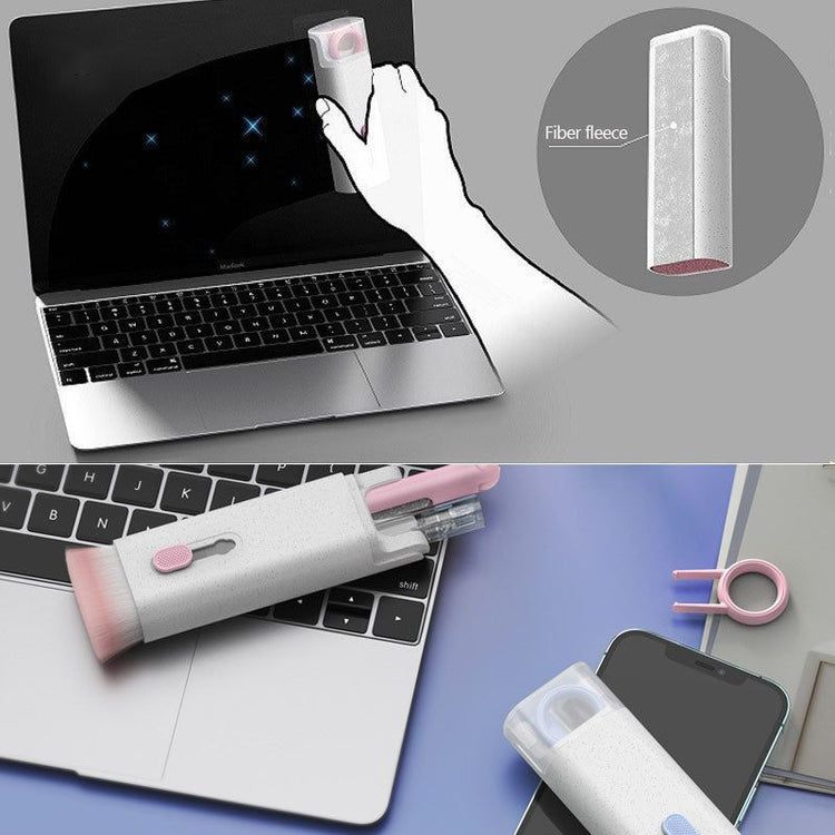 a collage of a laptop and a device