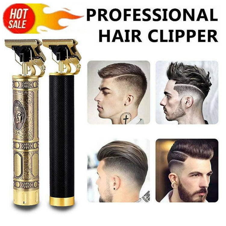 a man's hair clipper with a gold handle