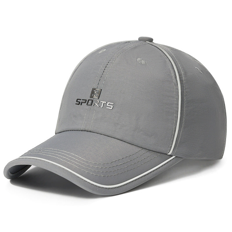 The New Style Fluorescent Strip Beanie Baseball Cap With A Curved Brim And A Chin Strap, In Korean Version, Is Suitable For Outdoor Cycling.