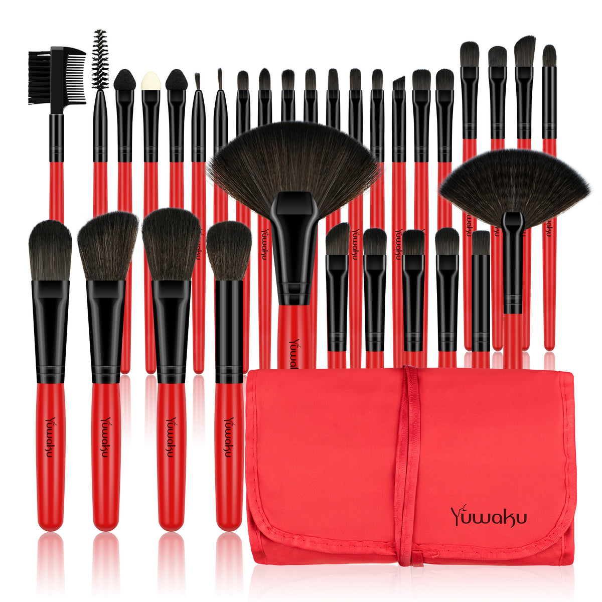 a group of makeup brushes