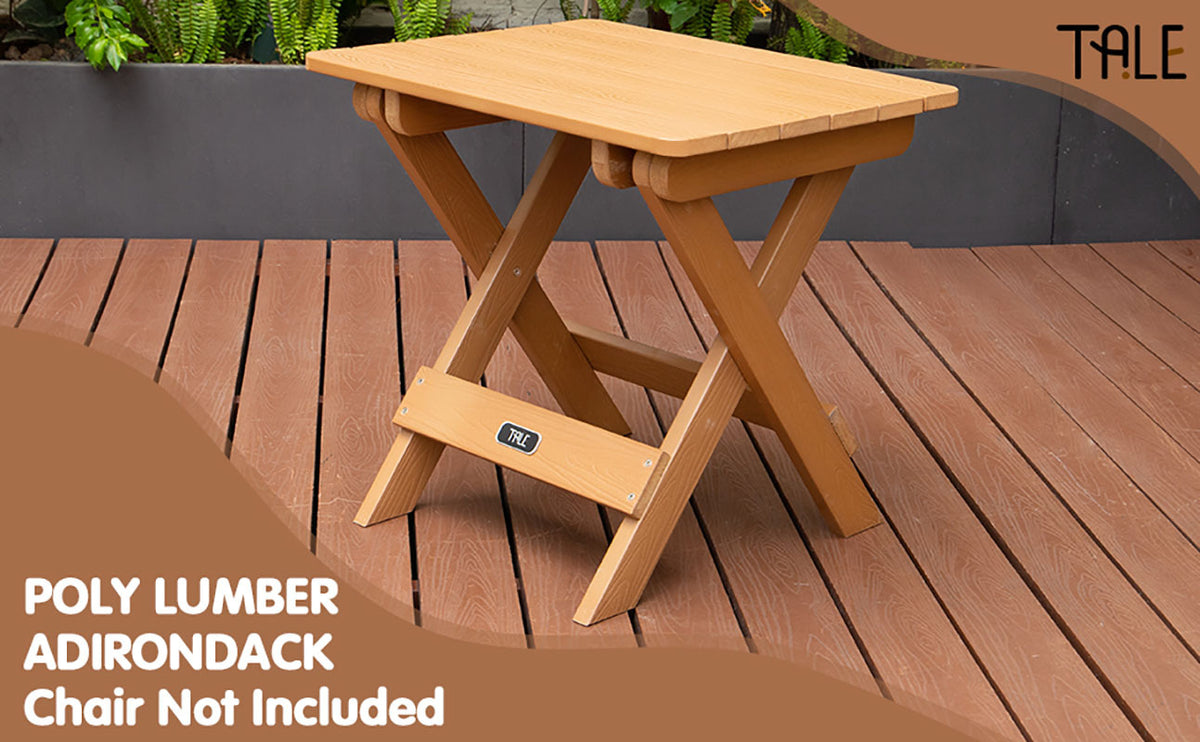 a wooden table on a deck