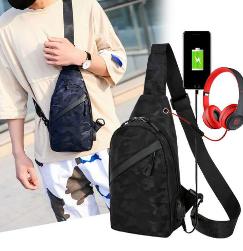 a man wearing a backpack and a phone