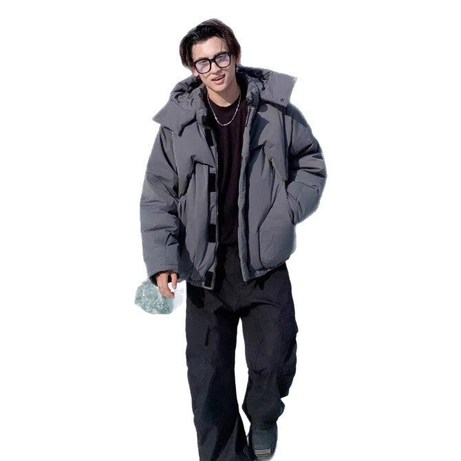 a man walking with a coat