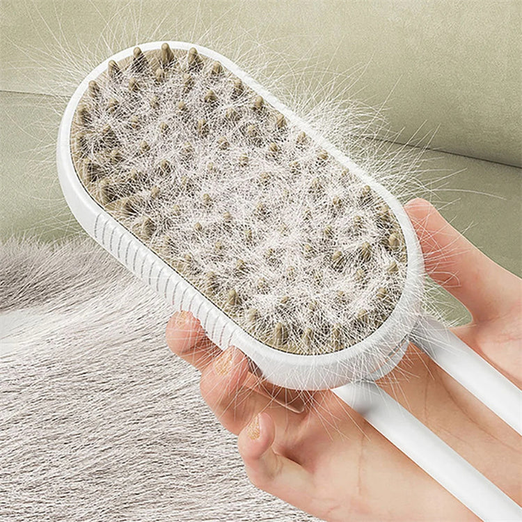a hand holding a brush with fur