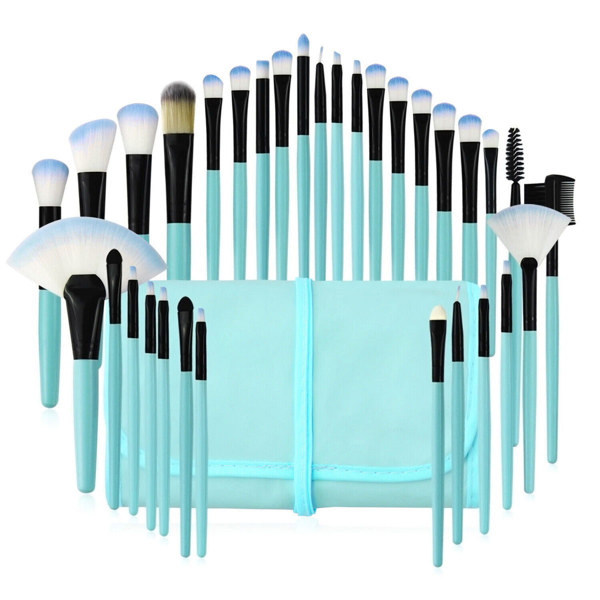a group of makeup brushes