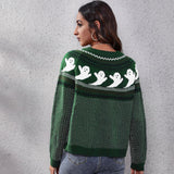 Women's Ghost-Print Knit Pullover Sweater