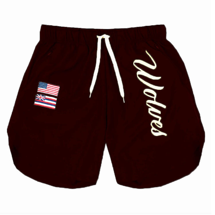 a pair of shorts with a flag patch