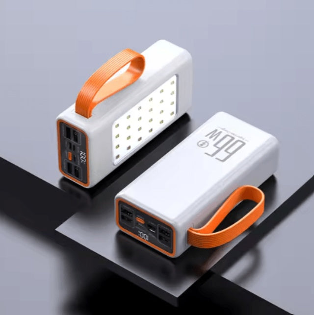 a pair of white and orange rectangles with a handle
