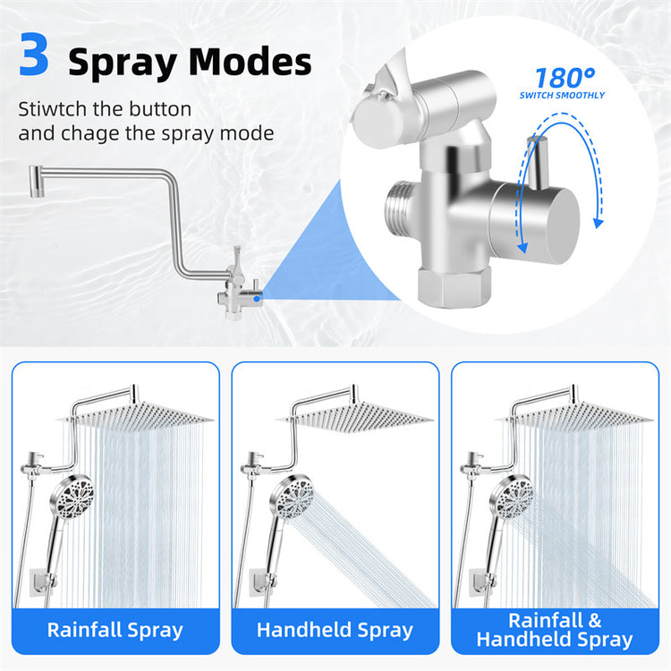 a collage of a shower head