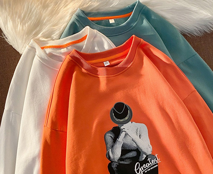 Hoodie Men's Tunic With Round Neck And Loose Sleeves