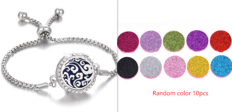 a bracelet with a round design and a few different colors