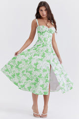 Women's Floral Lace-Up Corset Dress