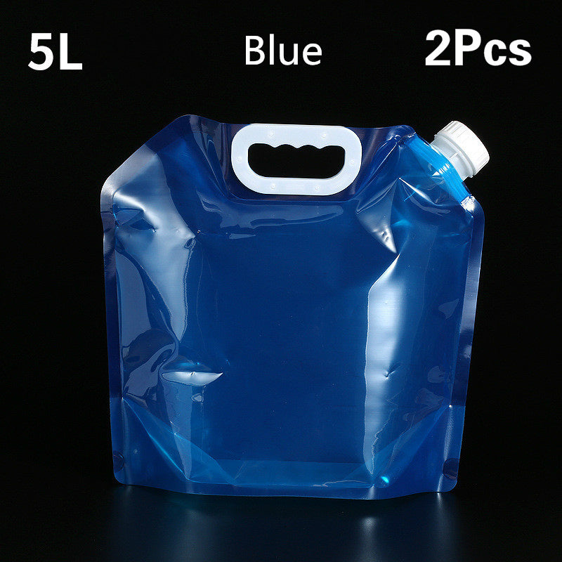 a blue plastic bag with a white handle