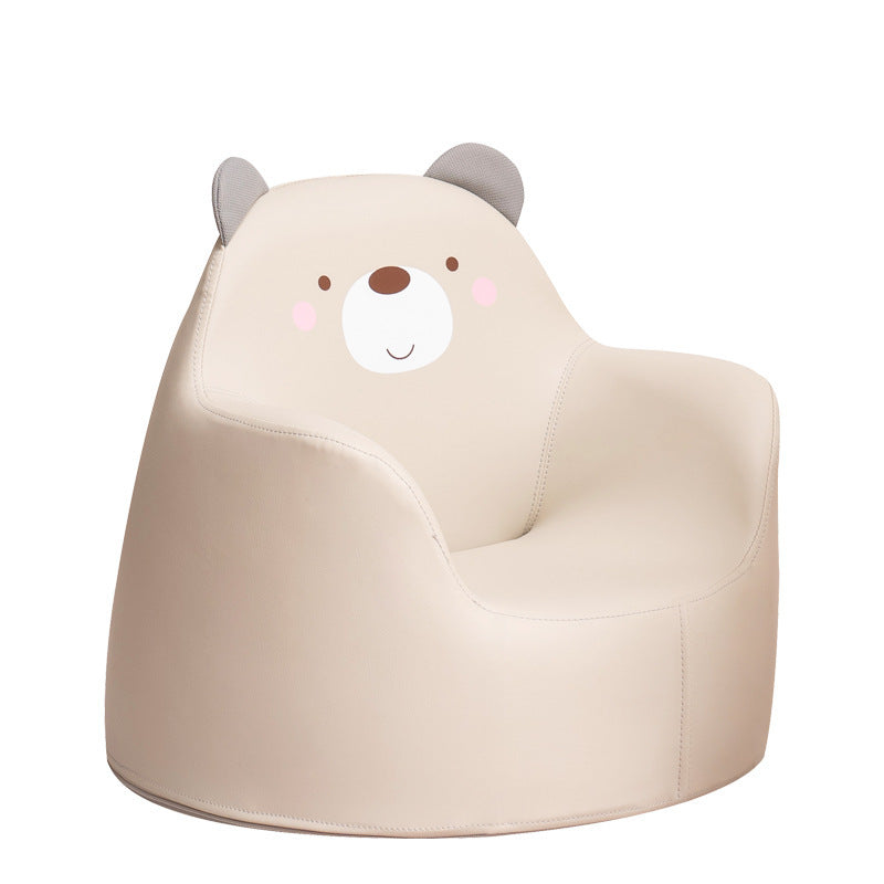 a white bean bag chair with a bear face