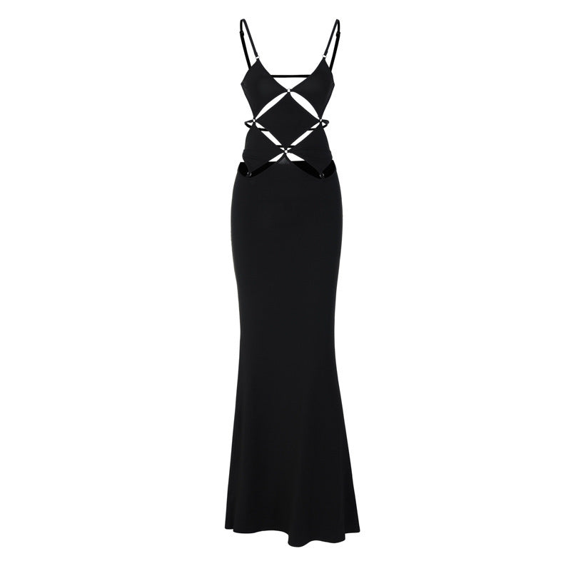a black dress with straps