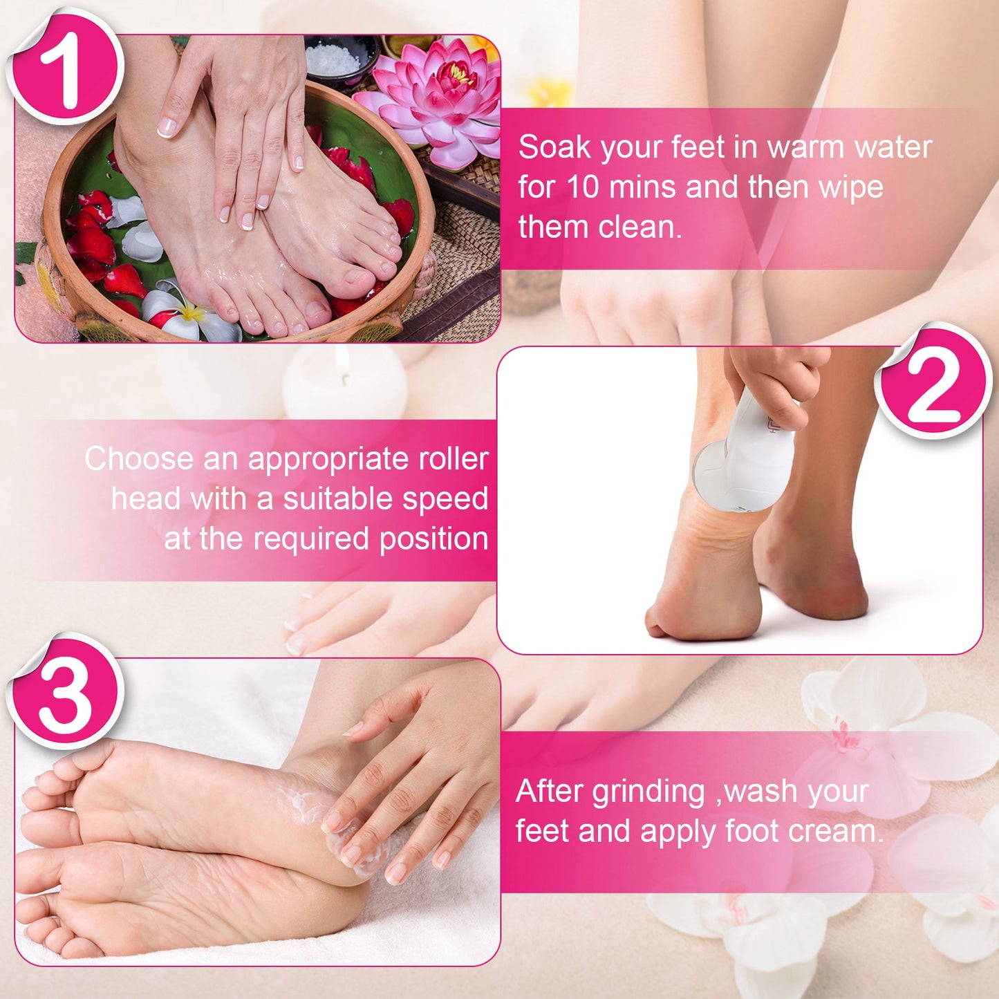 17Pcs Electric Foot Callus Remover With Vacuum Foot Grinder Rechargeable Foot File Dead Skin Pedicure Machine With 3 Grinding Heads 2 Speeds Foot Care Tool