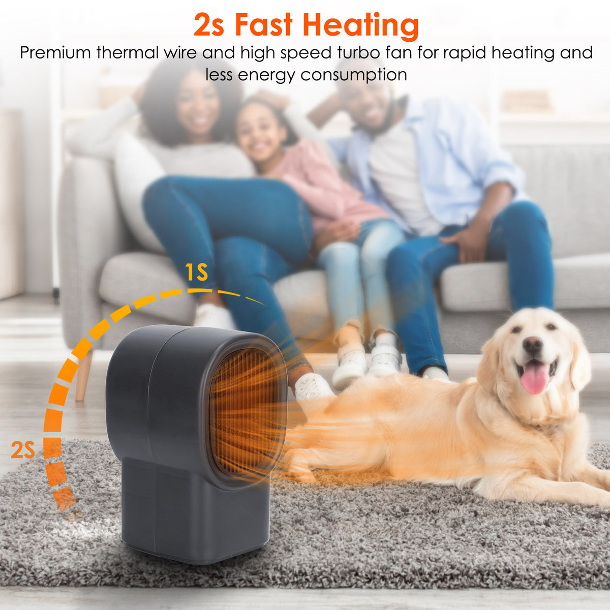a heater with a dog lying on the floor