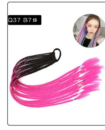 a group of pink and black braided hair