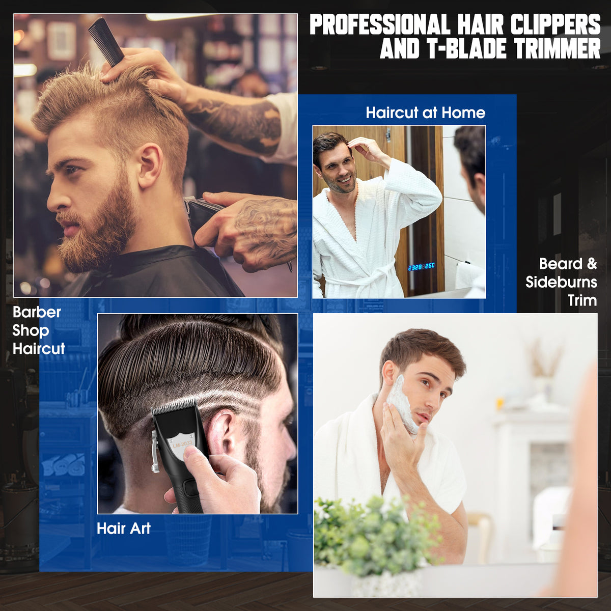 a collage of men's haircuts