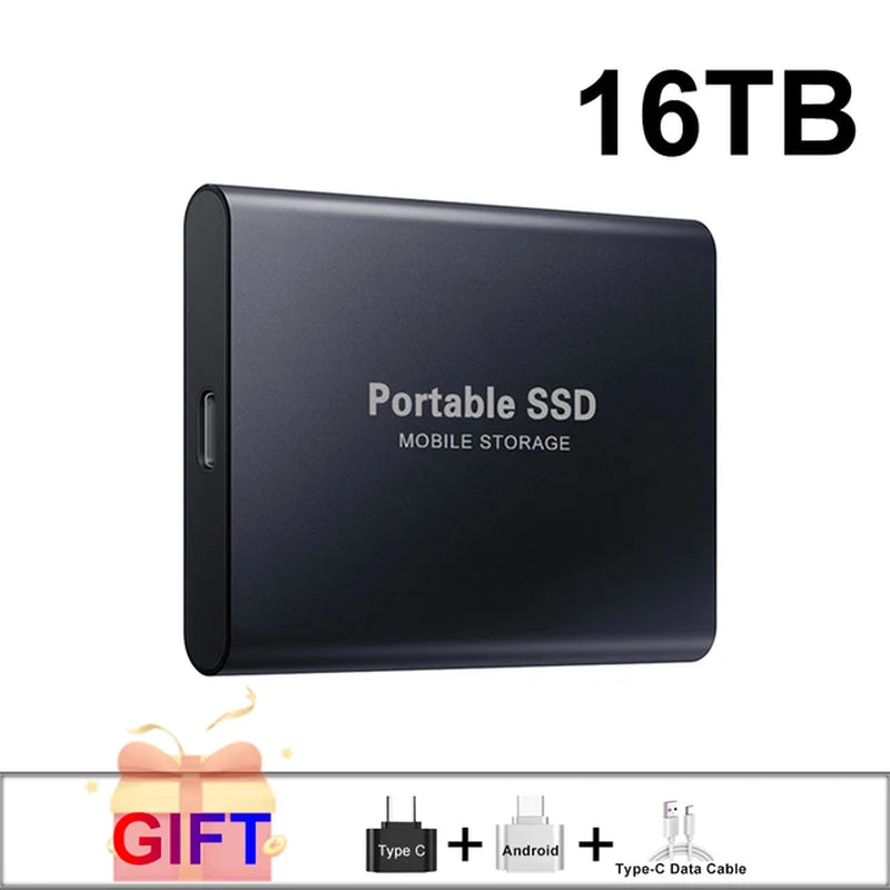 100% Original Black SSD 1TB 2TB TYPE-C USB 3.1 Portable SSD Sata 4TB 8TB Disco Duro Externo Pen Drive 16TB Usb Flash Hard Drive