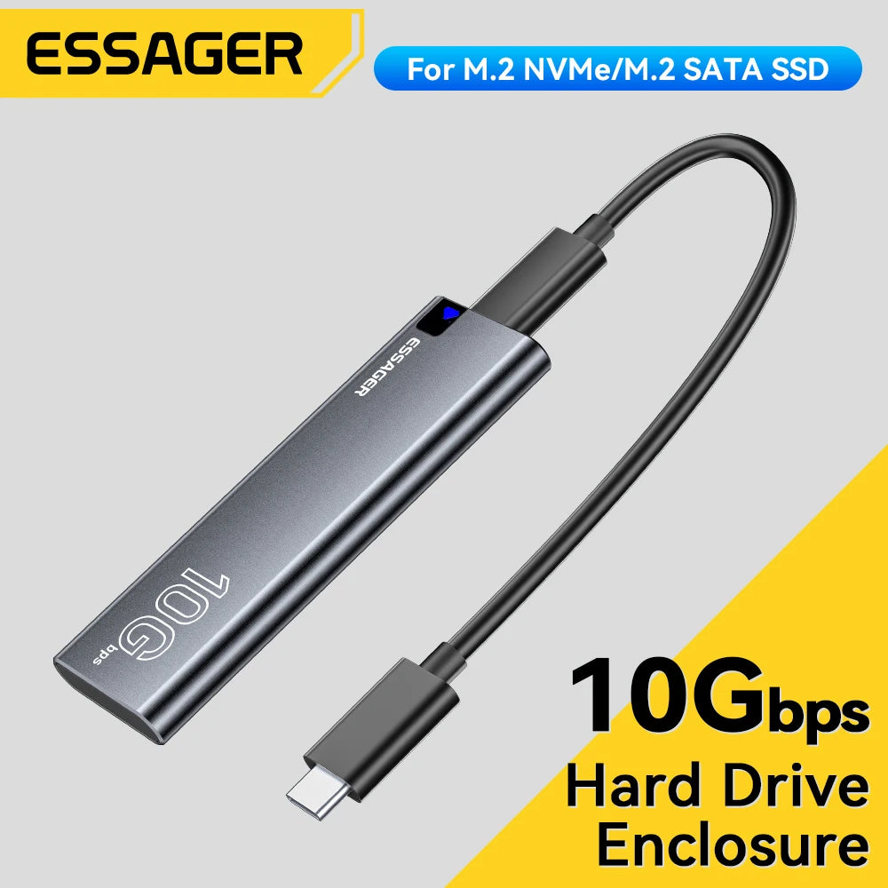 M.2 SSD Case Hard Drive Box Portable NVME SATA USB 3.2 Type C External Hard Disk Box 10Gbps High-Speed Storage Enclosure