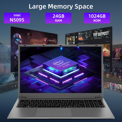 17.3 Inch Windows 11 Laptop 24GB DDR4 1024GB SSD Laptops Computer with Intel Celeron N5095A FHD 1920X1080 Dual Band Wifi, Bluetooth 4.2, Gray