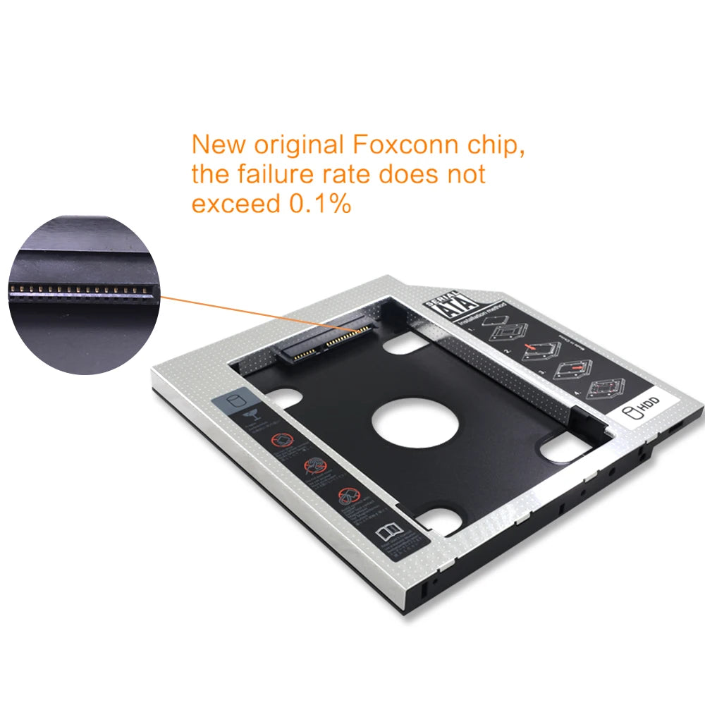9.5 12.7Mm HDD Caddy Aluminum Universa SATA 3.0 2.5" SSD CD DVD to HDD Case Optibay Enclosure CD-ROM ODD