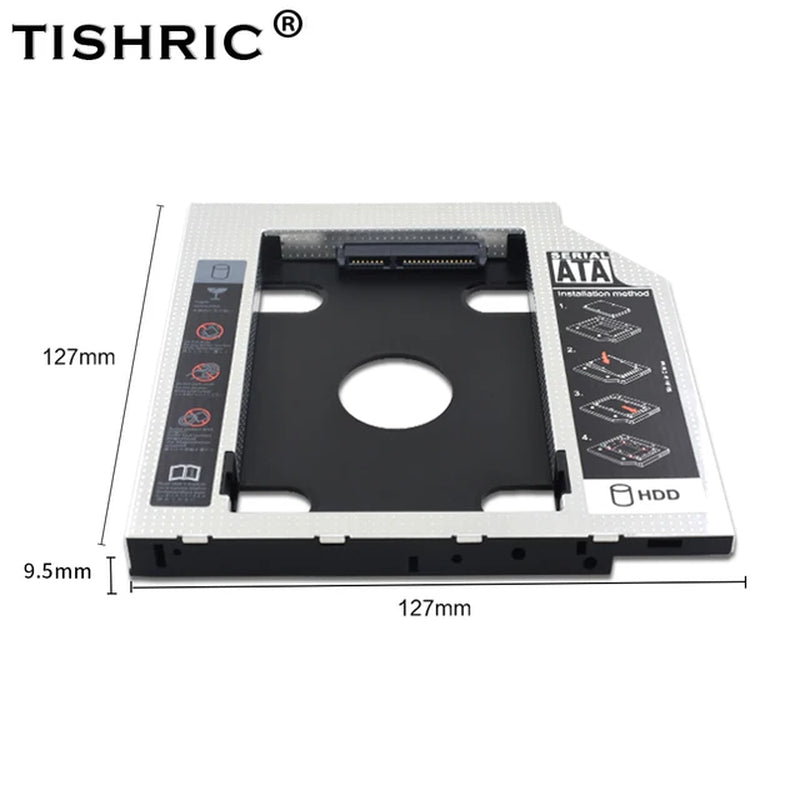 9.5 12.7Mm HDD Caddy Aluminum Universa SATA 3.0 2.5" SSD CD DVD to HDD Case Optibay Enclosure CD-ROM ODD