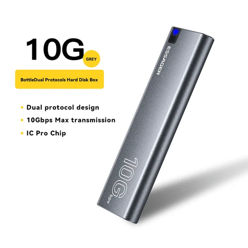 M.2 SSD Case Hard Drive Box Portable NVME SATA USB 3.2 Type C External Hard Disk Box 10Gbps High-Speed Storage Enclosure