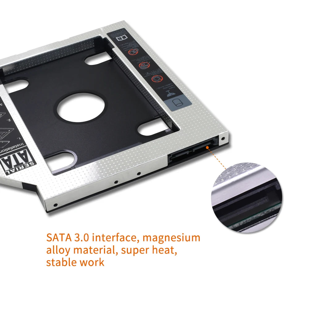 9.5 12.7Mm HDD Caddy Aluminum Universa SATA 3.0 2.5" SSD CD DVD to HDD Case Optibay Enclosure CD-ROM ODD