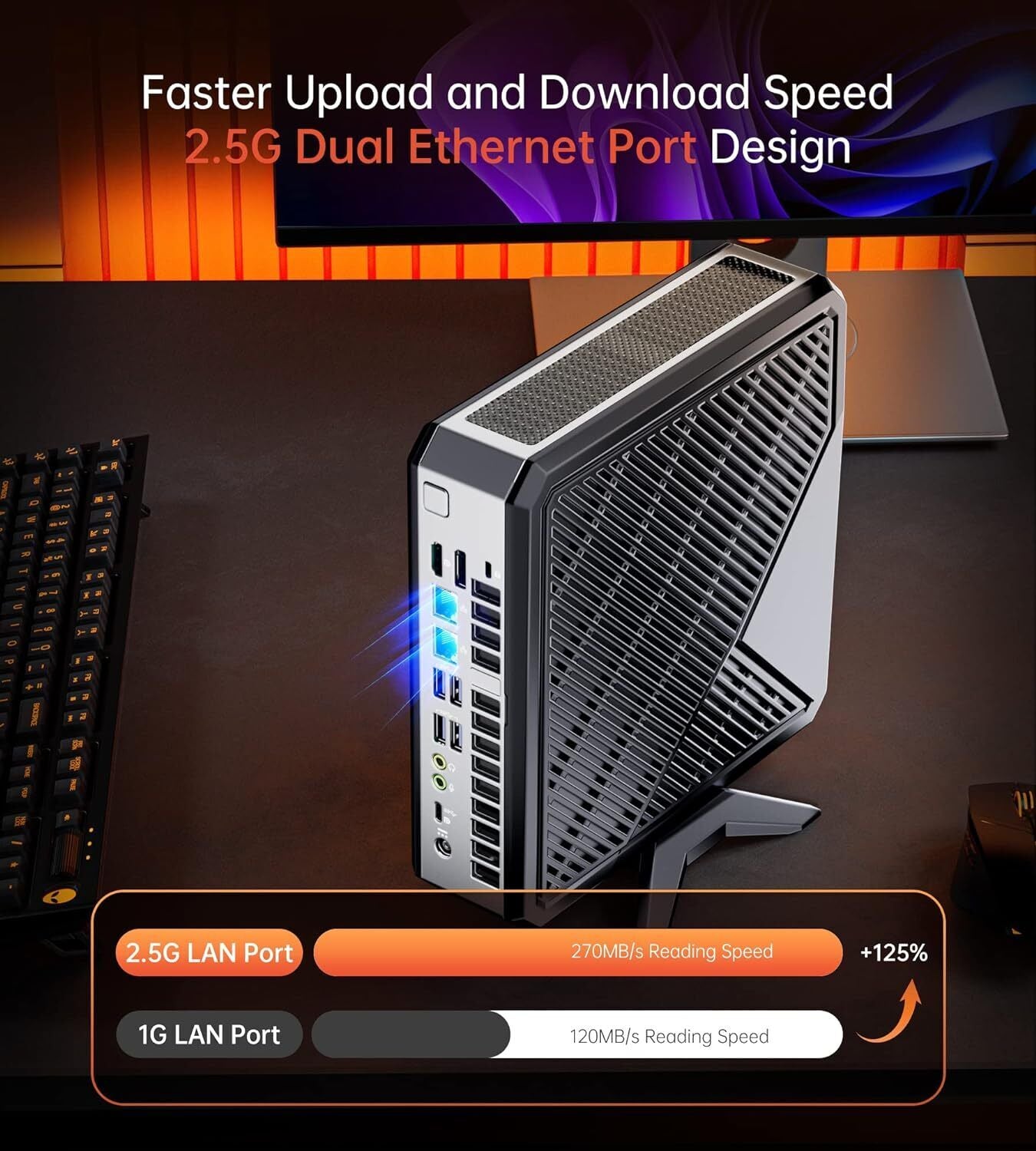 Gaming PC Mini PC AMD 5800H Graphics Card RX6400(4GB) 32GB DDR4 512GB SSD WIFI6