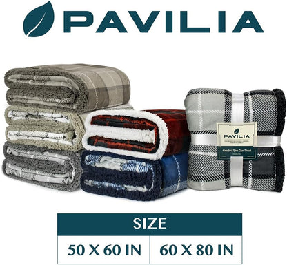 Dark Grey Plaid Sherpa Throw Blanket for Couch, Soft Plush Gray Flannel Blanket & Throws for Bed Sofa, Warm Cozy Winter Christmas Blanket, Reversible Fuzzy Decorative Fleece Gift Throw, 50X60